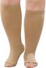 LOFIR Plus Size Compression Socks: Flight Socks for Women Large Calves Wide Calf Graduated Compression Socks for Men Open Toe Stockings for Support Travel Pregnancy Nurses 20-30 mmHg Beige 6XL 1Pair view 1