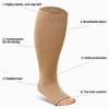 LOFIR Plus Size Compression Socks: Flight Socks for Women Large Calves Wide Calf Graduated Compression Socks for Men Open Toe Stockings for Support Travel Pregnancy Nurses 20-30 mmHg Beige 6XL 1Pair view 4