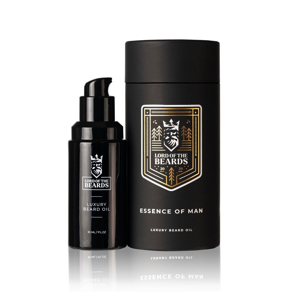 LORD OF THE BEARDS Premium Beard Oil - Essence Of Man, Smoky Vanilla and English Oud Scented Beard Oil for Men with Organic Jojoba, Coconut and Argan Oils  Vegan Friendly Beard Growth Oil - 30 ml