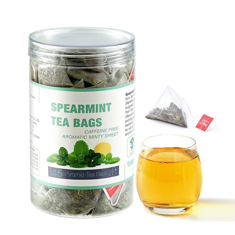 45 Spearmint Tea Bags - Natural Traditional Herbal Mint Tea Bags - Dried Spearmint Leaves - Caffeine-Free Mint Leaves