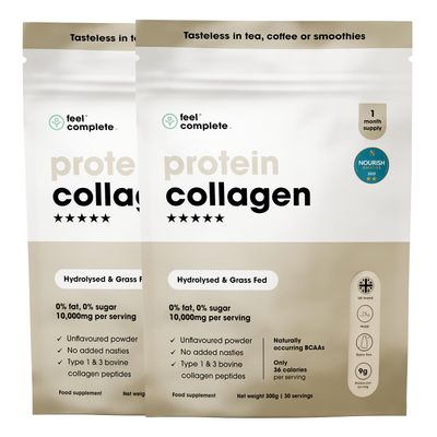 Feel Complete | High Protein Collagen | No Sugar, No Sweeteners | Unflavoured | Grass Fed & Hydrolysed | Premium Type 1 & 3 Bovine Peptides | Halal | Skin, Hair & Nails | 600g | 60 Servings