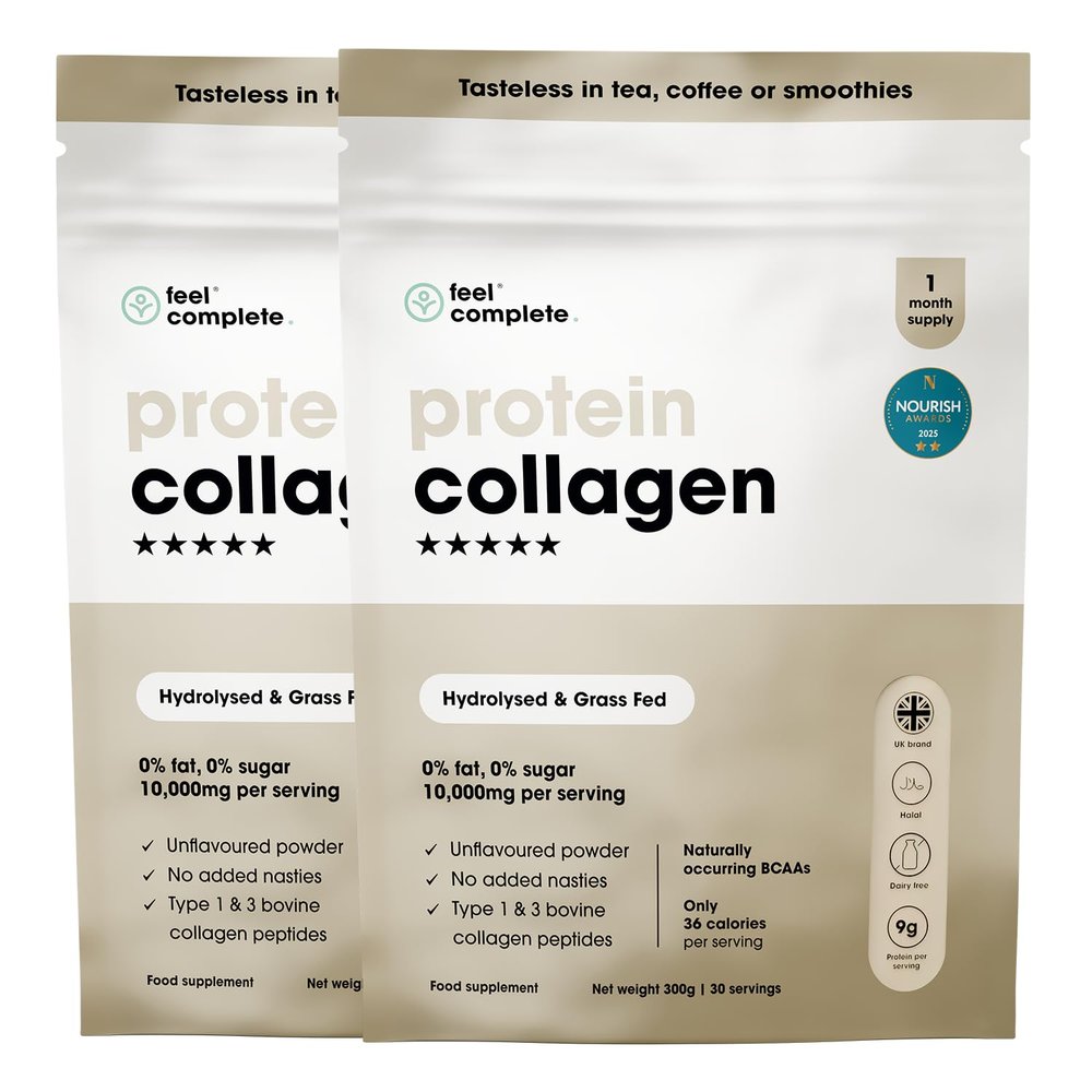 Feel Complete | High Protein Collagen | No Sugar, No Sweeteners | Unflavoured | Grass Fed & Hydrolysed | Premium Type 1 & 3 Bovine Peptides | Halal | Skin, Hair & Nails | 600g | 60 Servings