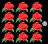 12 x Edible 3D Large Roses with Green Leaves Flowers icing toppers, cake cupcakes decorations (Pearl Ivory) view 1