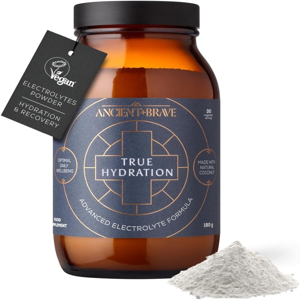 Ancient + Brave True Hydration 180g Jar - Electrolytes Powder with Magnesium, Potassium & Chromium - Natural Coconut Water Electrolyte Powder for Morning Hydration, Workout Recovery