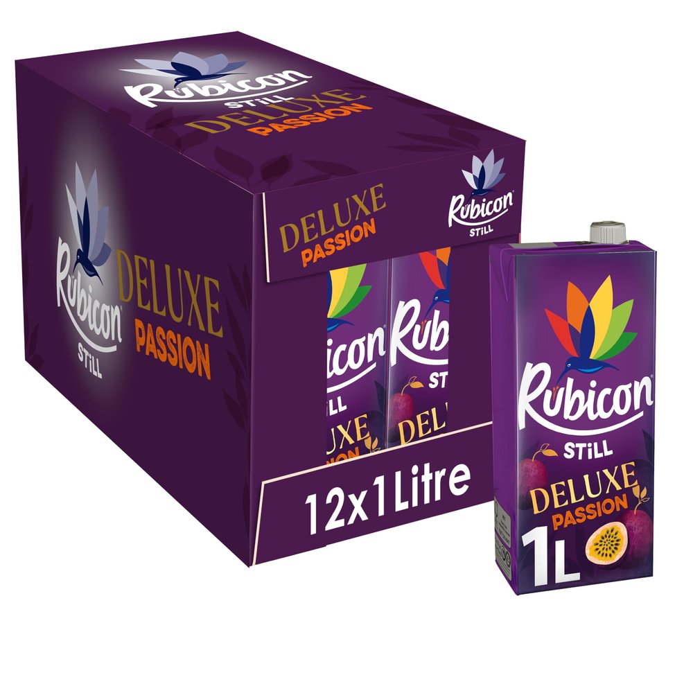 Rubicon Still Deluxe Passion Fruit Juice - Made with Real Handpicked Passion Fruit - Bold and Intense Tropical Juice Drink - Multipack Fruit Juice Cartons - 12x1L