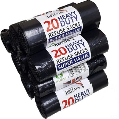 AMD Nexus 100 Heavy Duty Refuse Sack | Black | 72x85 cm | 75 L | Kitchen Bin Liners | Bin Liner | Bin Bags | Strong Waste Bags | Dustbin Bags