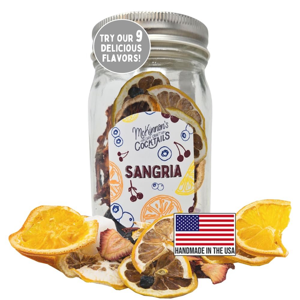 McKinnons Dry Craft Cocktails Dehydrated Fruits and Herbs, DIY Mixology, Infusion Kit, Mason Jar Serves 8 16 Drinks (Sangria, 1 Jar)