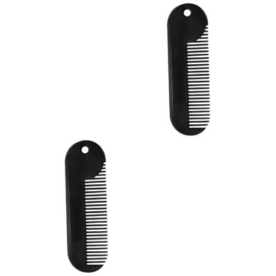 Beavorty 2pcs Zinc Alloy Beard Comb Portable Hair Styling Accessory for Men Mini Beard Shaper for Grooming and Care for Neckline and Styling Black