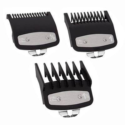 3 Pack Clipper Guards Premium Compatible with Wahl Hair Clippers Trimmers with Metal Clip - 3 Cutting Lengths is 1 1/2 1/2 and 1(1.53,4.5 mm) Fits Most Size Wahl Clippers Guide CombsBlack