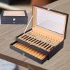 pen display case 3-layer fountain pen display box, 36 slot pen storage box, PU leather glass cover, modern fashion fountain pen collection box, display gifts available in two options ( Color : Svart ) view 2