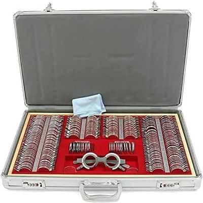 266 pcs Optical Trial Lens Frame Set,Eye Test Glasses Optometry Optical Lens Set Metal Rim Aluminum Optic Trial Eye Optometry Lens Kit Case