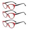 3-Pack Cat Eye Computer Reading Glasses for Men and Women, Lightweight Blue Light Blocking Spring Hinge Reader (Color : Red+Black, Size : 3.5 x) view 1