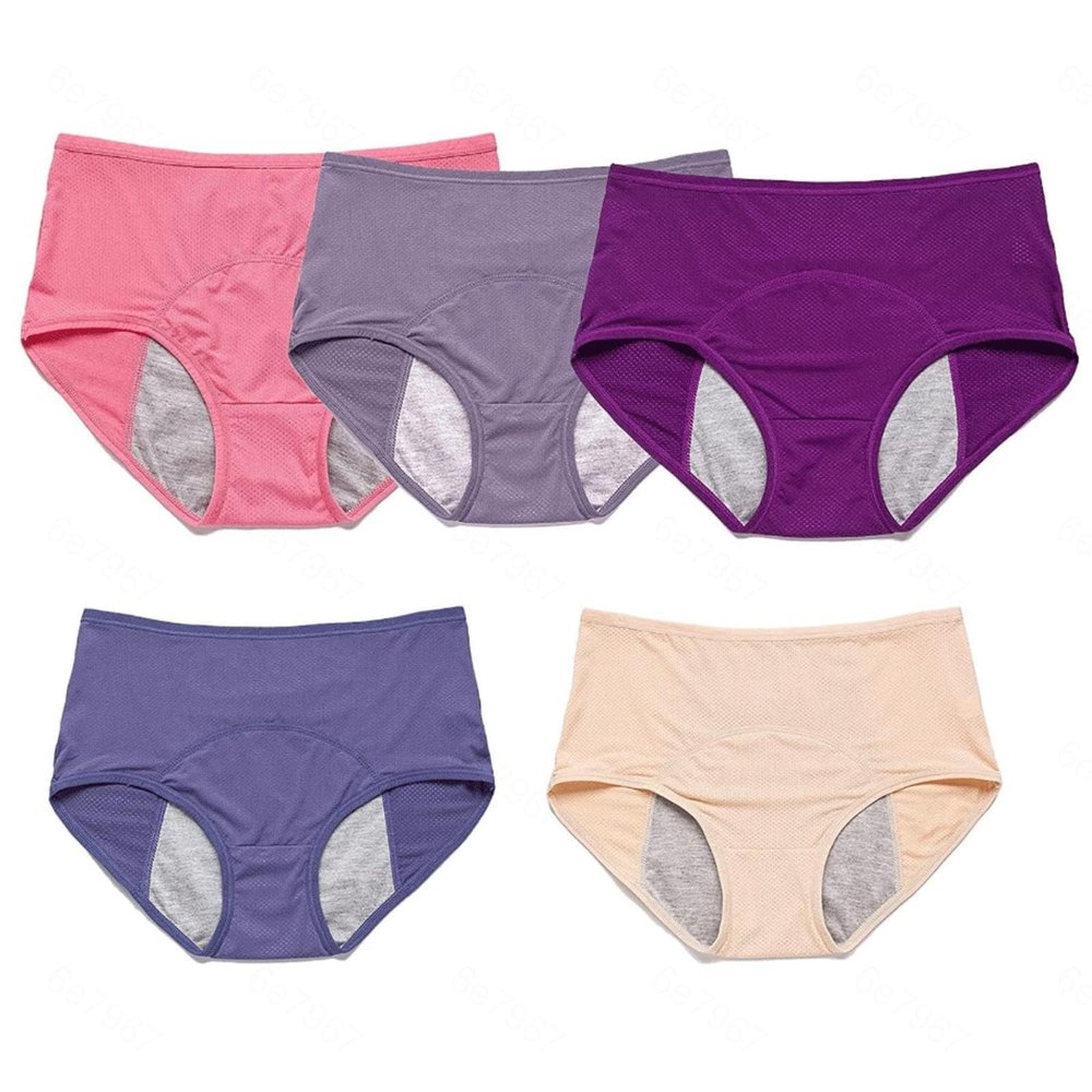 REUset Women's Washable Anti-Urinary Leakage Panties, 5 Pieces Anti-Urinary Leakage Briefs for Women, Washable Absorbent Zone, Anti-Leak for Women, B-XL