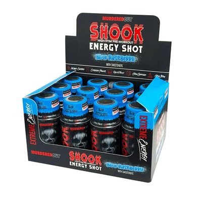 Murdered Out Shook Energy Shot High Stim Pre Workout Blue Raspberry 12X60ml