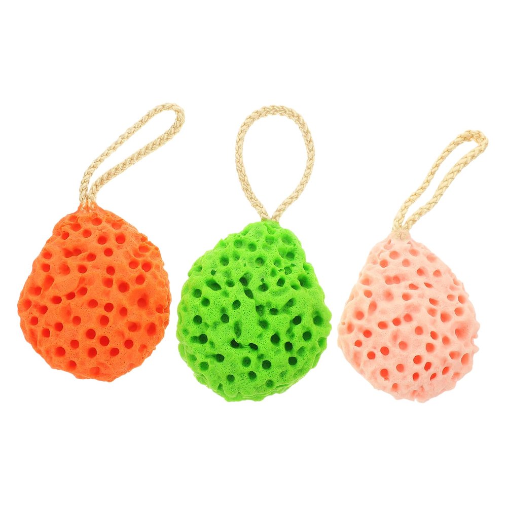 Healeved 3pcs Facial Cleansing Sponges Exfoliating Face Wash Sponges for Sensitive Skin with Green Orange Pink Suitable for Daily Face and Body Cleansing