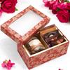 Ghasitaram Gifts Jaiccha Red Printed 2 Part Fancy Box with Chocolate Almonds |Gift for Diwali,Holi,Rakhi,Valentine,Christmas,Birthday,Anniversary,Her,Him| view 1