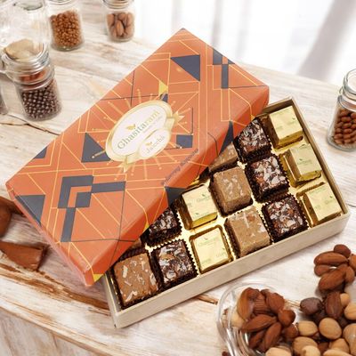 Ghasitaram Gifts Jaiccha Ghasitaram Special Barfis Box 18 pcs in a Designer Box |Gift for Diwali,Holi,Rakhi,Valentine,Christmas,Birthday,Anniversary,Her,Him|