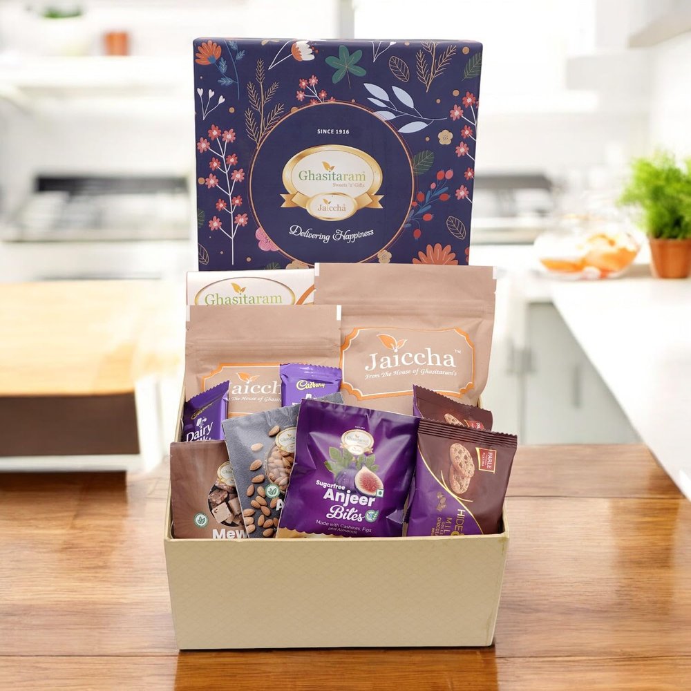 Ghasitaram Gifts Jaiccha Ghasitaram Hamper Box with Sweets with besan barfi |Gift for Diwali,Holi,Rakhi,Valentine,Christmas,Birthday,Anniversary,Her,Him|