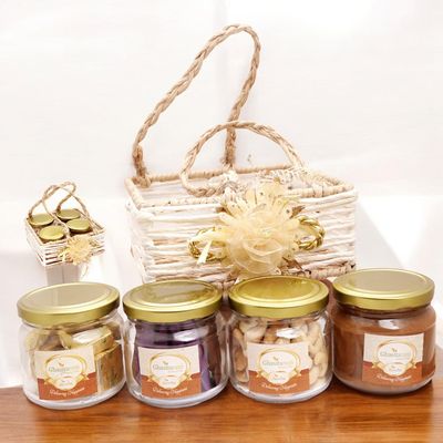 Ghasitaram Gifts Jaiccha Jute Square Basket with Flower |Gift for Diwali,Holi,Rakhi,Valentine,Christmas,Birthday,Anniversary,Her,Him|