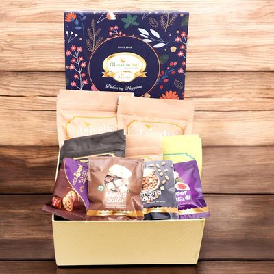 Ghasitaram Gifts Jaiccha Ghasitaram Hamper Box of 13 Goodies |Gift for Diwali,Holi,Rakhi,Valentine,Christmas,Birthday,Anniversary,Her,Him|