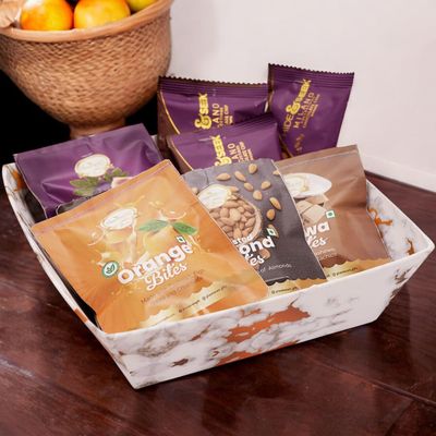 Ghasitaram Gifts Jaiccha Small White Tray of Bites and Cookies |Gift for Diwali,Holi,Rakhi,Valentine,Christmas,Birthday,Anniversary,Her,Him|
