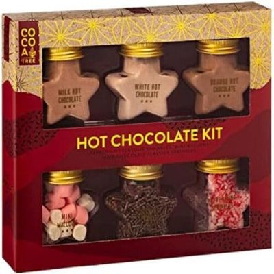 6Pk Chocolate Stars Jars Kit Selection - Flavoured Hot Chocolate Set - Treat For Lover's - Cozy Winter Indulgence - Delights Sweet Comfort in Every Sip - Star-Shaped Chocolates
