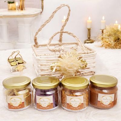 Ghasitaram Gifts Jaiccha Jute Square Basket with Flower with Mahalaxmi Chiwda |Gift for Diwali,Holi,Rakhi,Valentine,Christmas,Birthday,Anniversary,Her,Him|