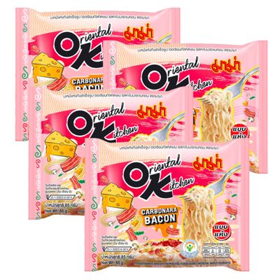 Vmart Mama Instant Noodles Carbonara Bacon Flavour Ramen 85g (Pack of 4)