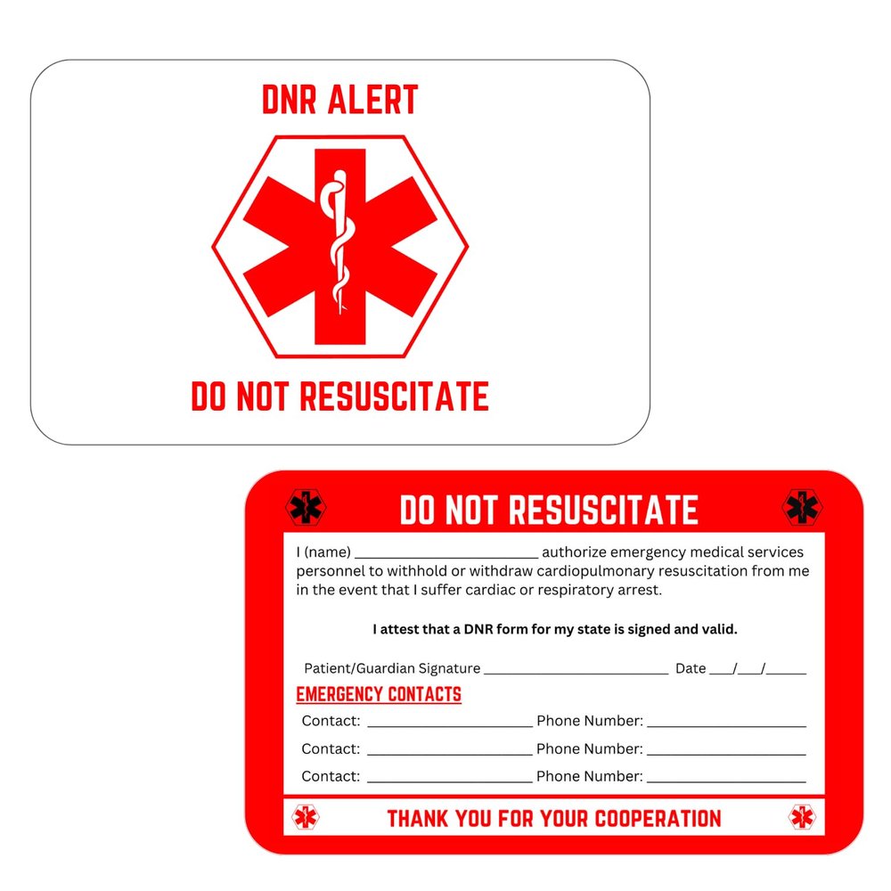 Elm City Direct Do Not Resuscitate DNR Medical Alert Wallet Card with Emergency Contact Form, Set of 2 Cards