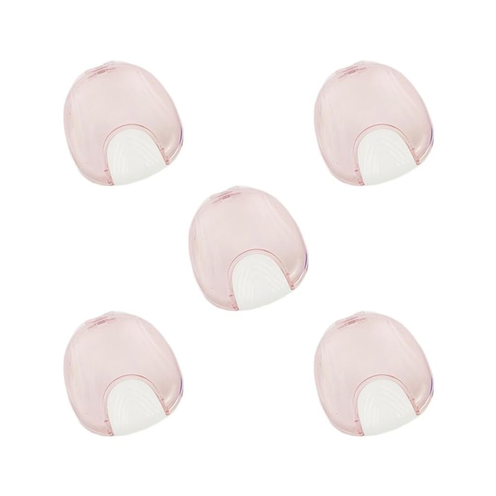 5 Set of Retainer Case Cleaning Box Holder for Mouth Guard Aligner Pink, 9x8.2x2.8 cm