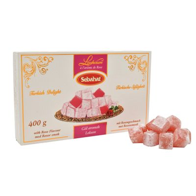 Sebahat Turkish Delight Lokum in Gift Box (Rose Flavour, 400g) 24 Pieces