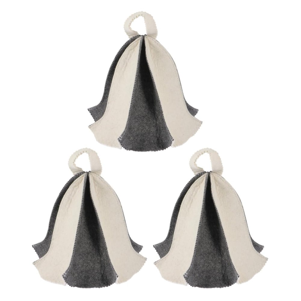 ORFOFE 3pcs Thickened Felt Sauna Cap for Head Sauna Supplies for Steam Hats Use