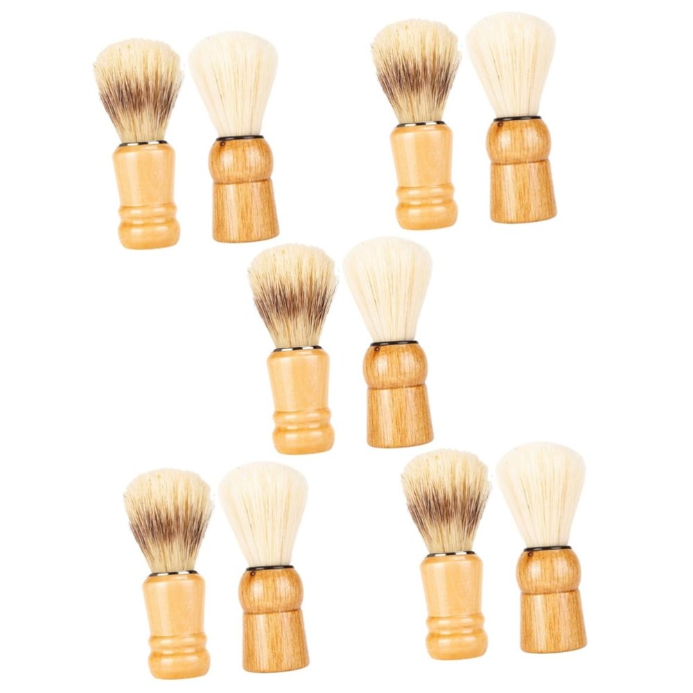 Beaupretty 10pcs Shave Brush for Men Wood Handle Shaving Beard Brush Father's Day