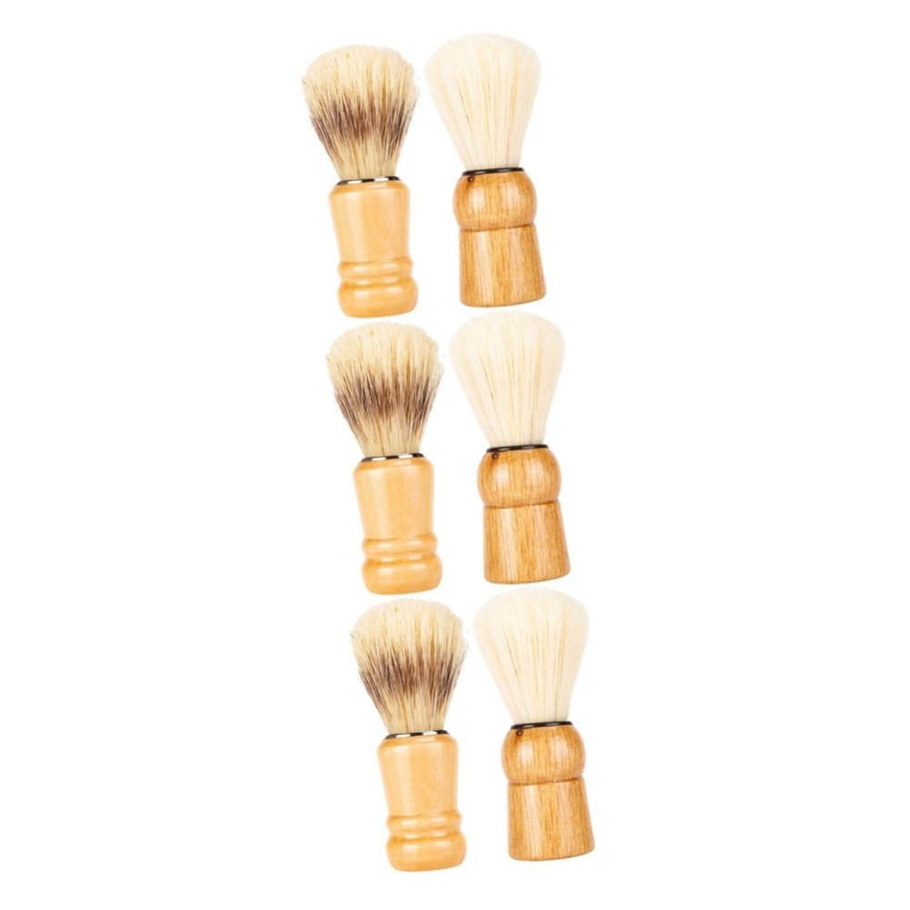 Beaupretty 6pcs Wood Handle Shave Brush for Men Shaving Beard Brush for Father's Day and Daily Beard Grooming Kit for Men