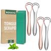 RONAVO Tongue Scraper for Adults (4 PC), New 2023 Tounge Scraper Dual Scraping Head with Travel Cases, Stainless Steel Tongue Cleaner Fresh Breath, Oral Care, 2 Colors view 1