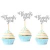 36 PCS Thank You Cupcake Toppers Glitter Thanksgiving Day Cupcake Picks for Wedding Anniversary Bridal Shower Baby Shower Boys Girls Birthday Party Cake Decorations Supplies Silver view 1