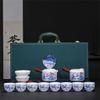 Tea Set Set White Porcelain Kung Fu Tea Set Side Handle Pot Tea Cup Set Gift Box Gift (D Light Grey) view 4