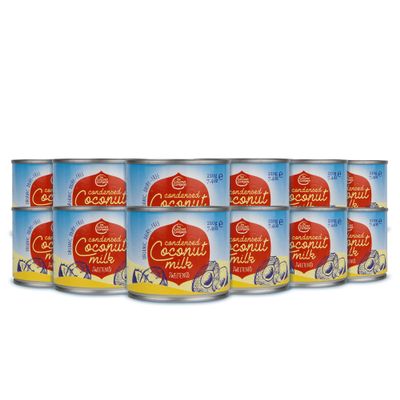 The Coconut Company Organic Condensed Coconut Milk, Mixed with Sugar to Make a Rich Sugary Cream, Use to add a sweet hit to desserts, or as a topping for cakes, 210g (Pack of 12)