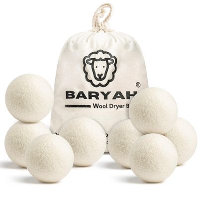 Baryah Tumble Dryer Balls XL - 8 Pcs 100% Organic New Zealand Wool Dryer Balls Reusable Eco Laundry Balls for The UK Reduces Drying Time Wrinkles, and Static A Natural Alternative to Fabric Softener