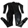 Latex Catsuit Black Color Rubber Suit Neck Entry Ruuber Bodysuit with Crotch Zip Hole Catsuit view 1