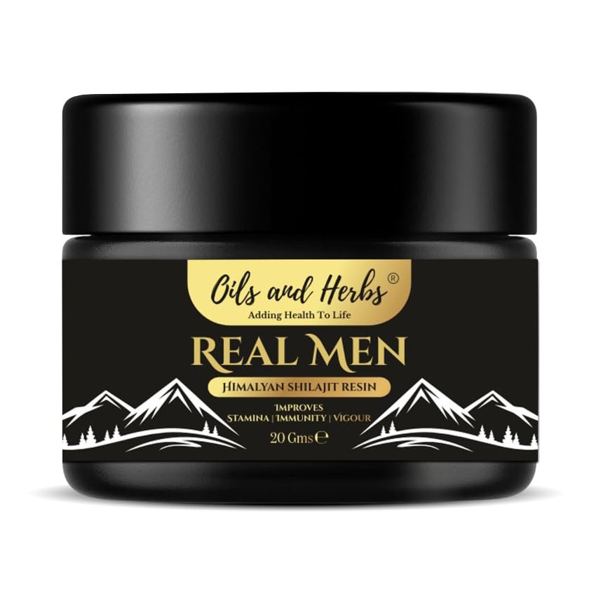 Real Men Himalayan Shilajit Resin with Ashwagandha Pack by Oils and Herbs UK - 100% Pure - Lab Tested -Destroyer of Weakness (100g)