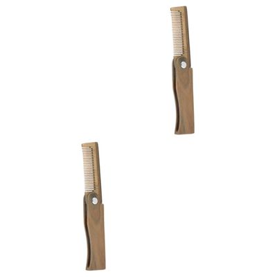 FRCOLOR 2pcs Wooden Beard Styling Comb Portable Mini Pocket Comb for Men Beard Care Tools for Travel and Daily Use