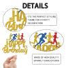 WeBenison Marathon Happy Birthday Cake Topper, Sport Running Birhday Cake Supplies, Sport Keep Fit and Fitness Theme Running enthusiasts Birthday Party Decorations Gold Glitter view 3