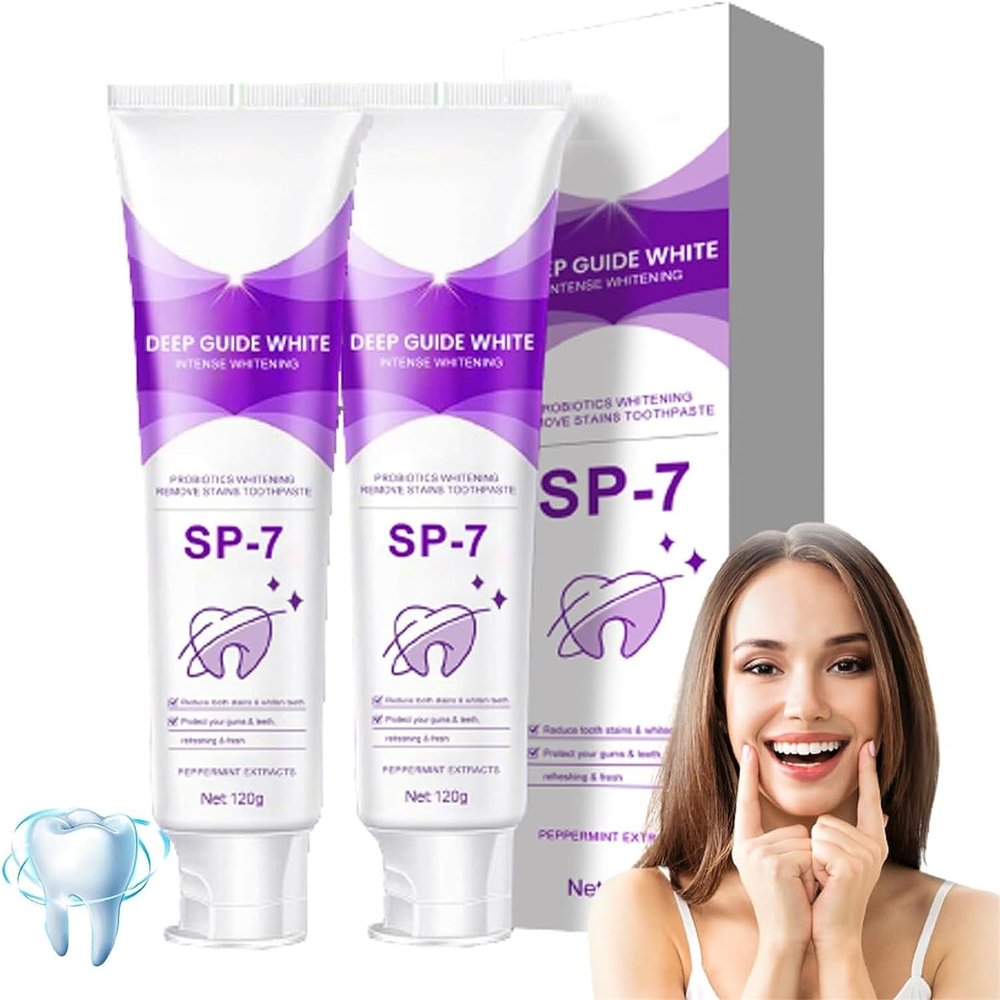 2023 New Sp-7 Probiotic Whitening Toothpaste, SP-7 Toothpaste Fresh Breath, Natural Tooth Whitener, Brightening & Stain Removing Toothpaste, 120g (2pcs)