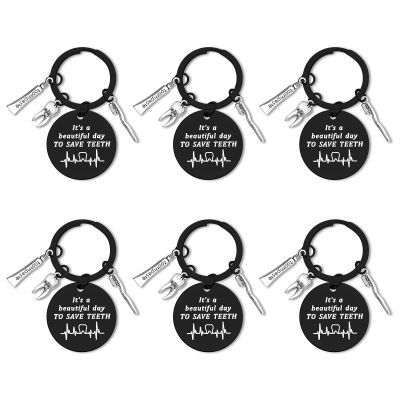 6Pcs Dentist Keyring Inspirational Gifts for Dental Hygienist Funny Dental Hygienist Gifts Dentist Assistant Keychain Dentist Student Graduation Gift Future Dentist Gifts Office Orthodontist Gift