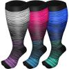 3 Pairs Plus Size Compression Socks (20-30 mmHg) for Women & Men, Wide Calf Extra Large Knee High Stockings for Nurses, Seniors (3XL) view 1