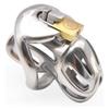 LAHTI Electro Stimulation Men's Chastity Cage Stainless Steel Short Style Male Abstinence Chastity Cock Cage for Men with Lock and Key, 45mm/1.77" view 4