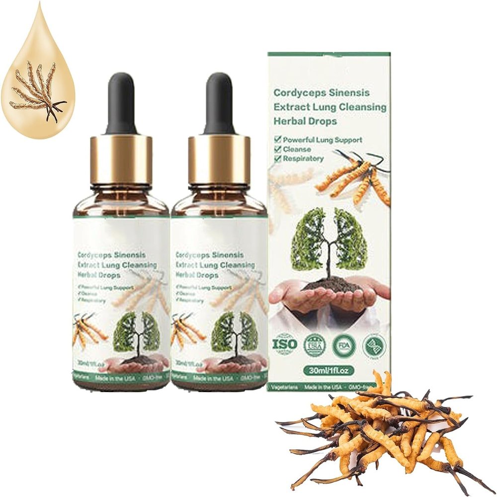 Cordyceps Sinensis Extract - Lung Clearing Drops - Clean & Breathe,Cordyceps Sinensis Extract Lung Clearing Drops,Cordyceps Sinensis Extract Herbal Spray,Herbal Body Care Essence (2pcs)