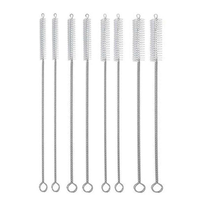 10 Straw Cleaning Brushes Reusable Eco-friendly Stainless Steel Straw Cleaning Brush Set Soft Bristle Cleaning Tool (8MM)