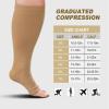 ZFSOCK Plus Size Compression Socks: Men Women Wide Calf Open Toe Graduated Medical Support Stockings Toeless Flight Pressure Socks for Varicose Vein Swollen Legs Pregnancy Nurses Travel Beige 6XL view 2